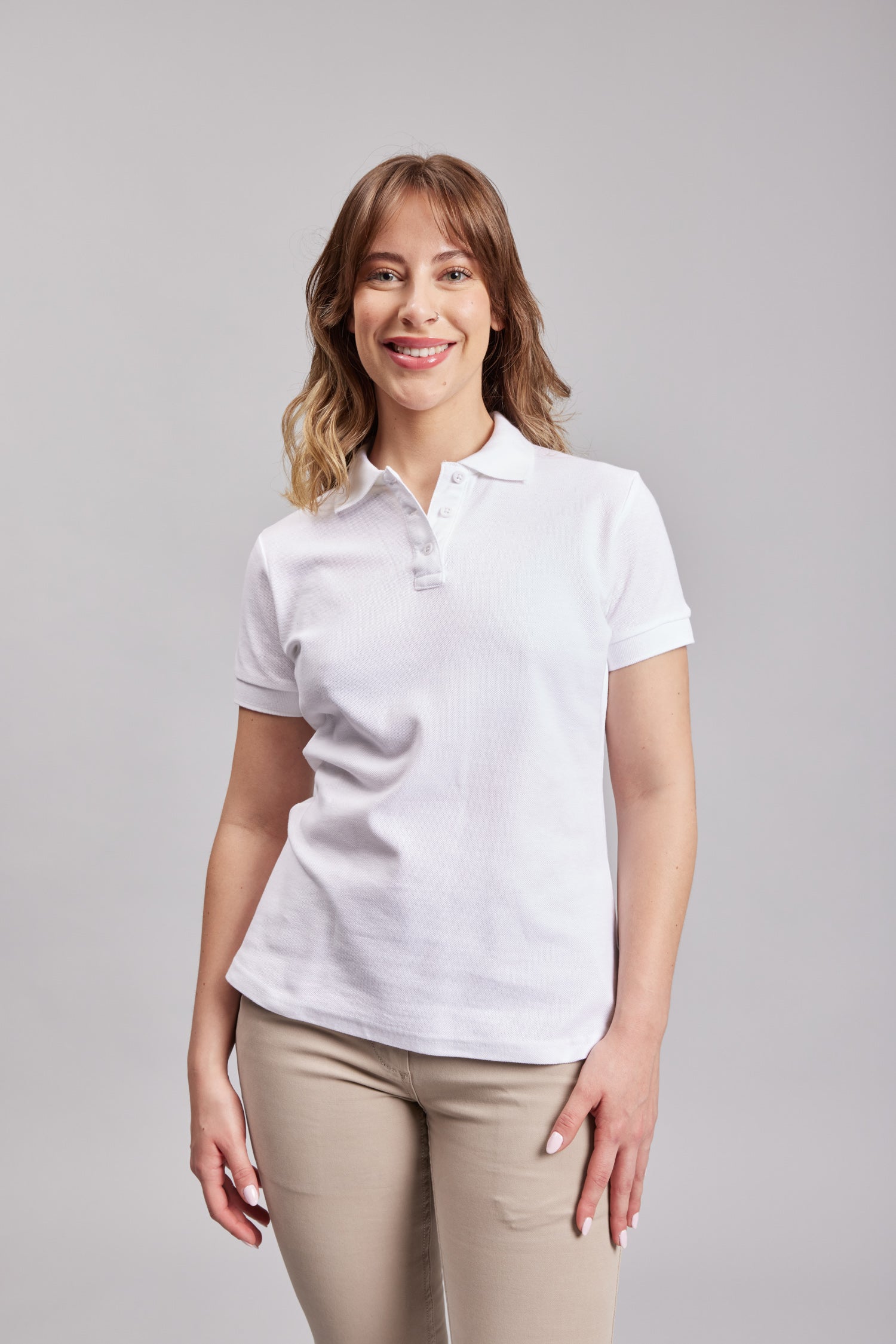 Polera Polo M/C Blanca Mujer