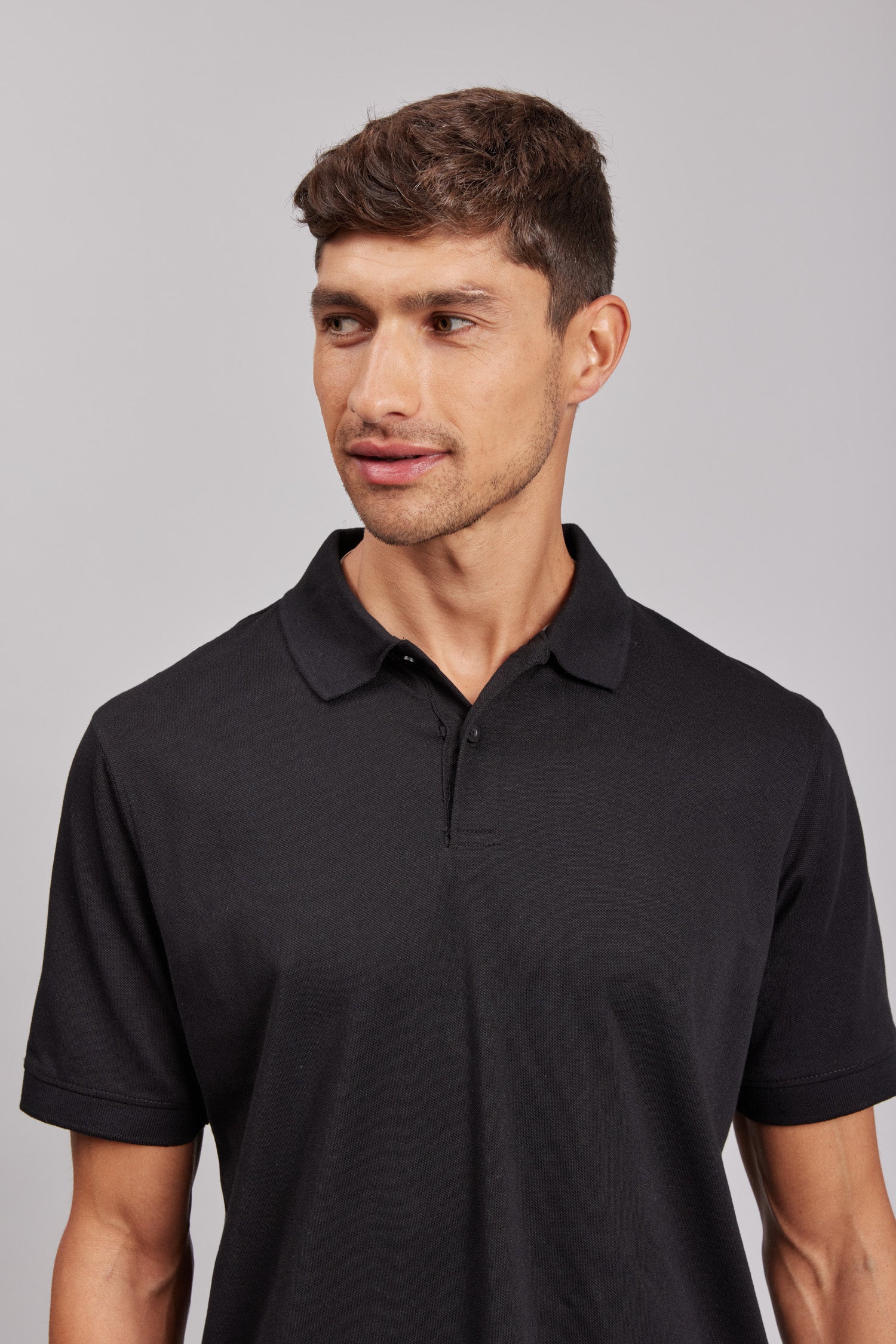 Polera Polo M/C Negra Hombre