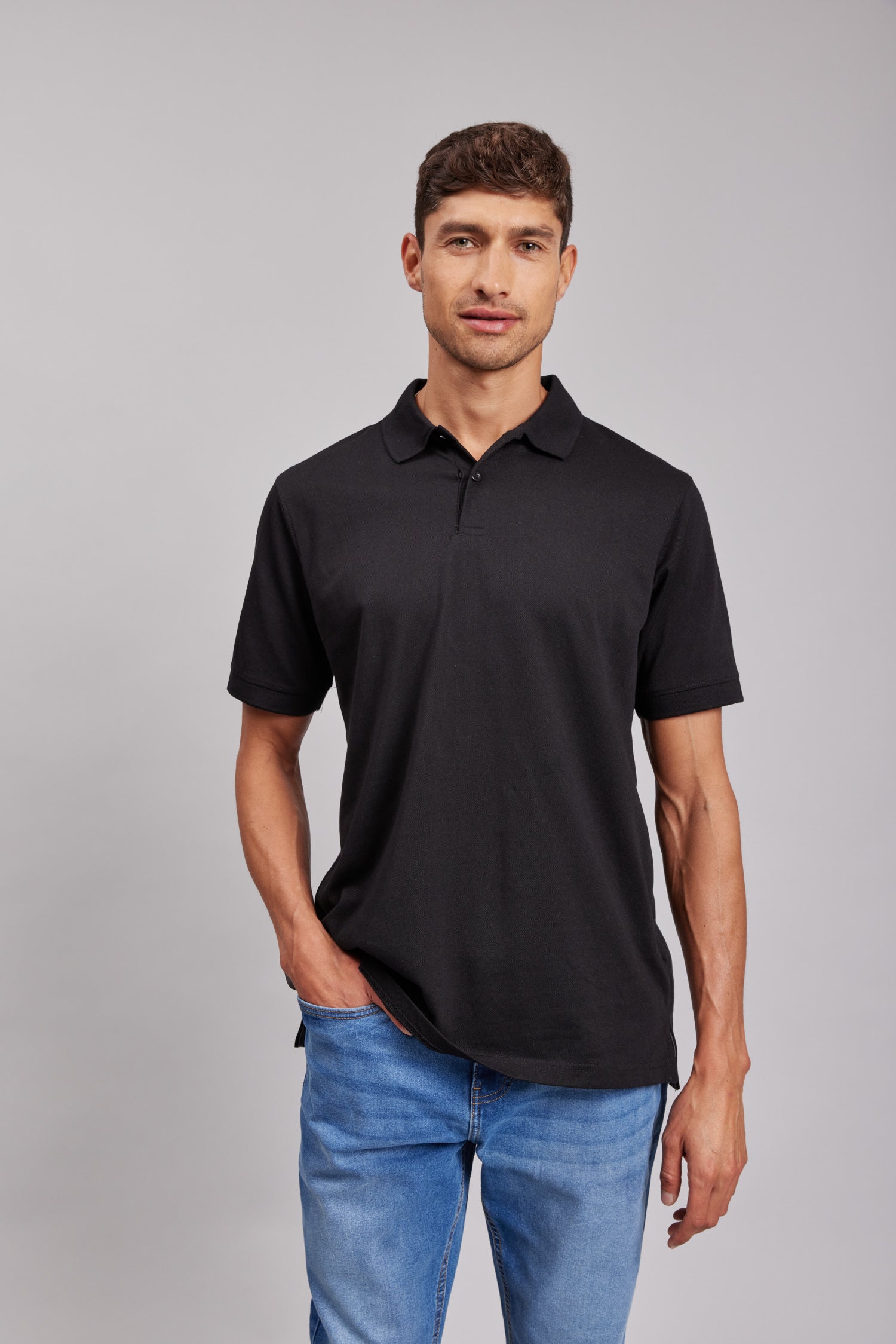 Polera Polo M/C Negra Hombre