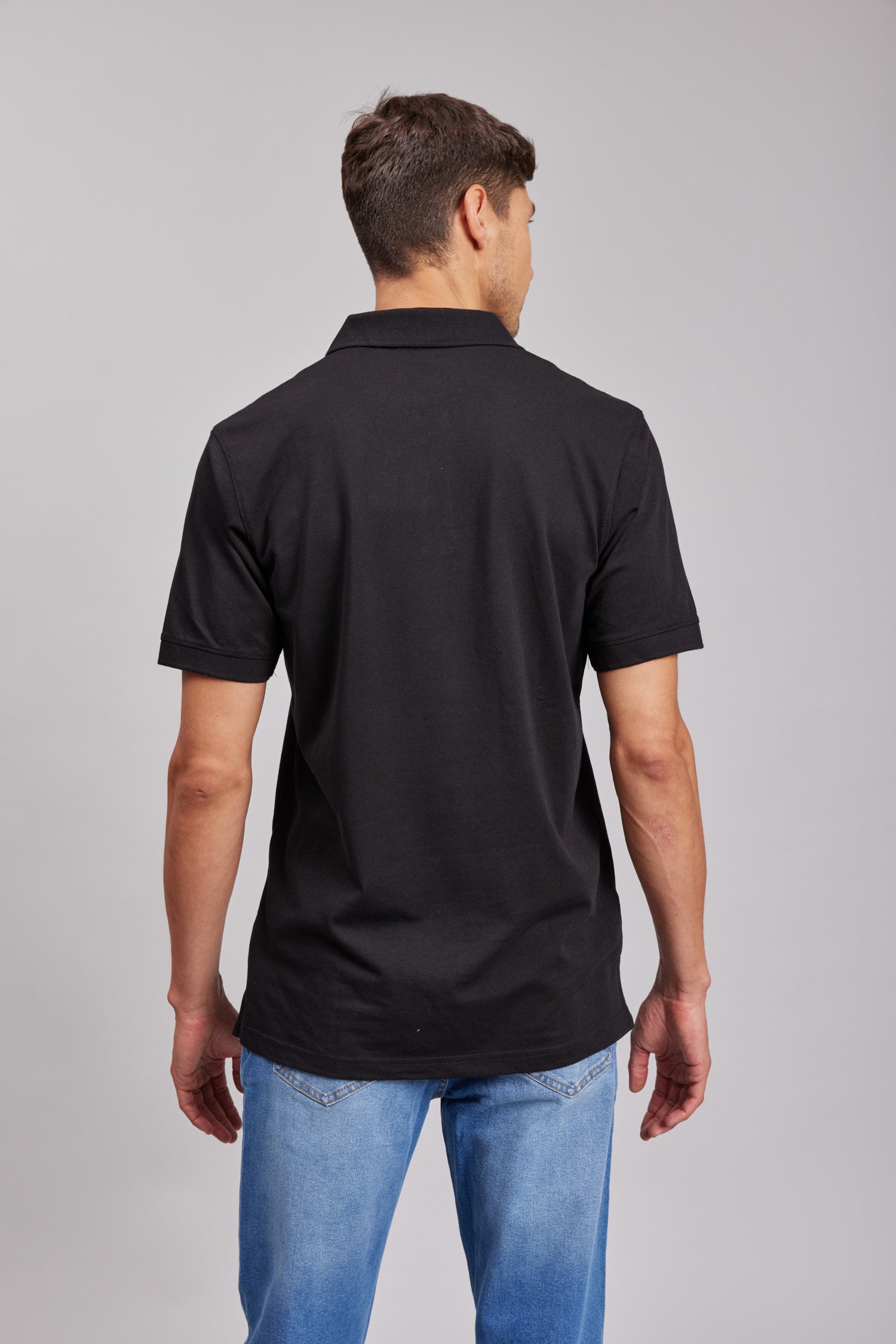 Polera Polo M/C Negra Hombre