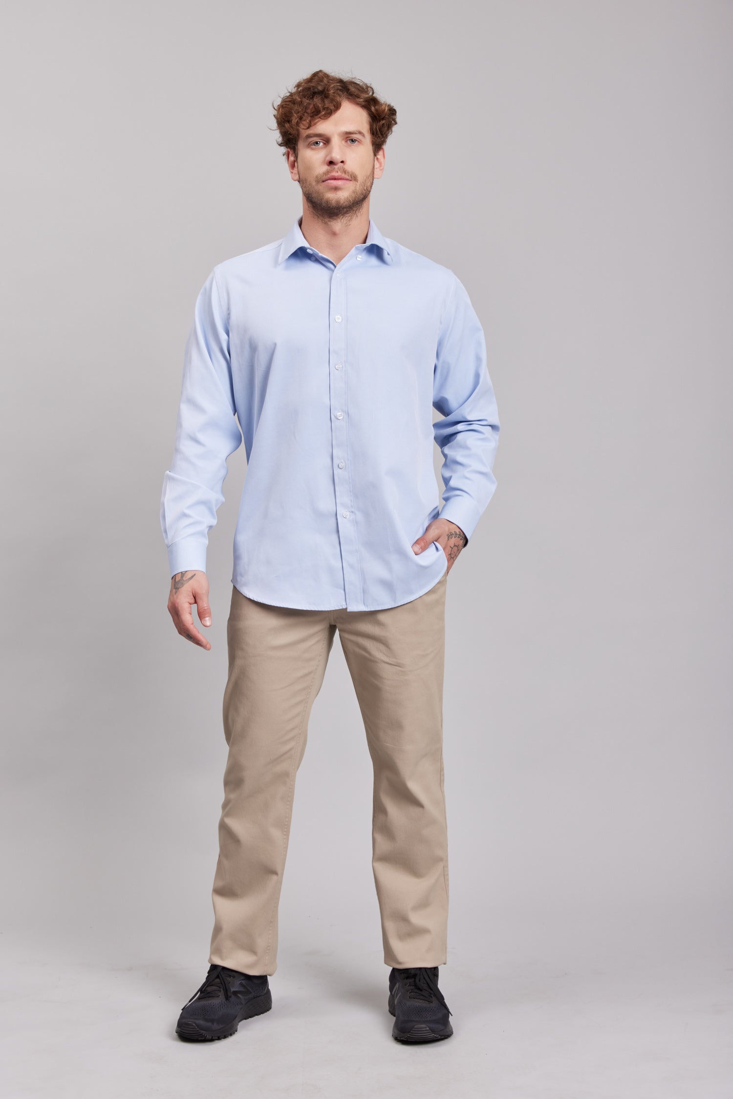Camisa Oxford Light M/L Celeste Oscuro Hombre