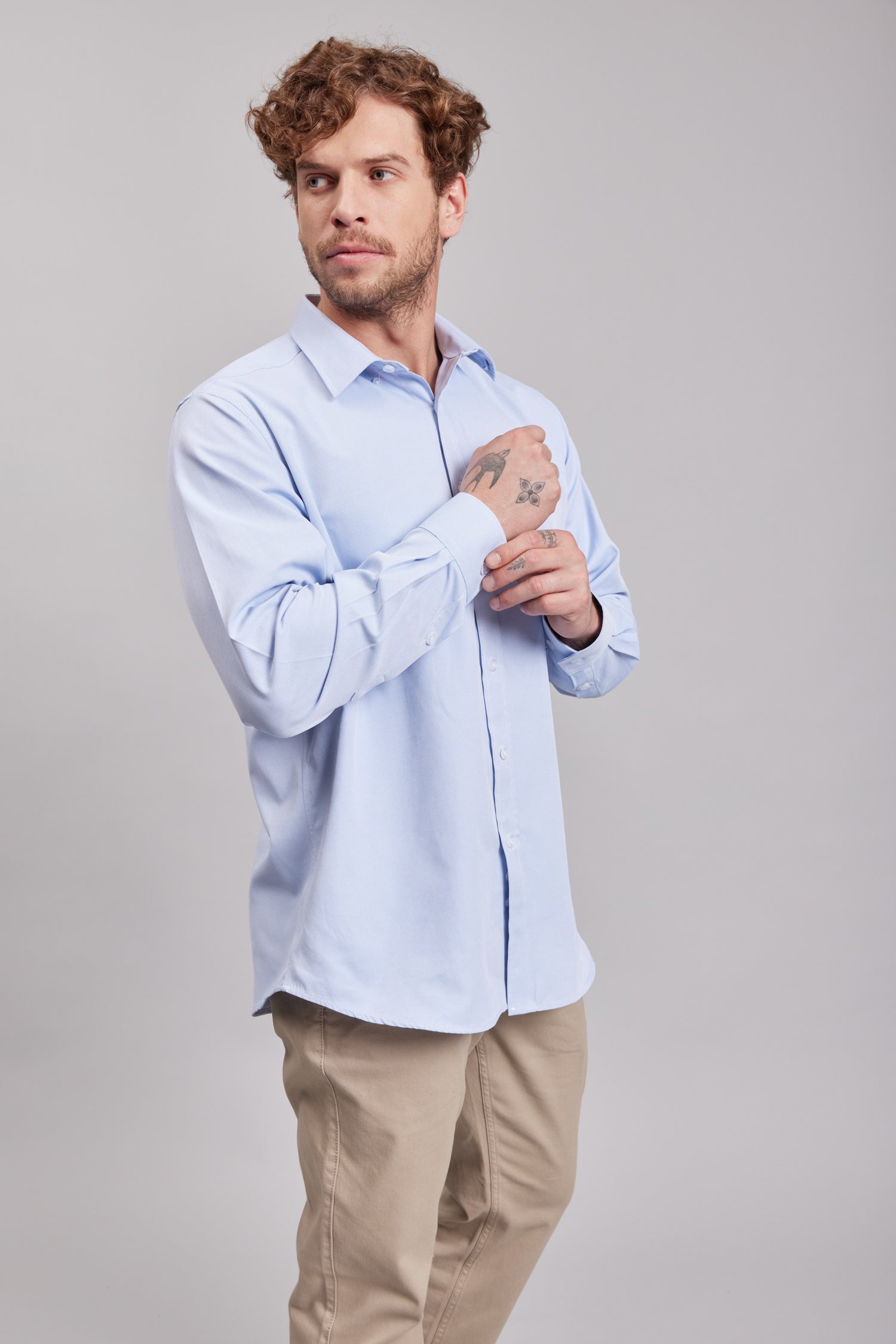 Camisa Oxford Light M/L Celeste Oscuro Hombre