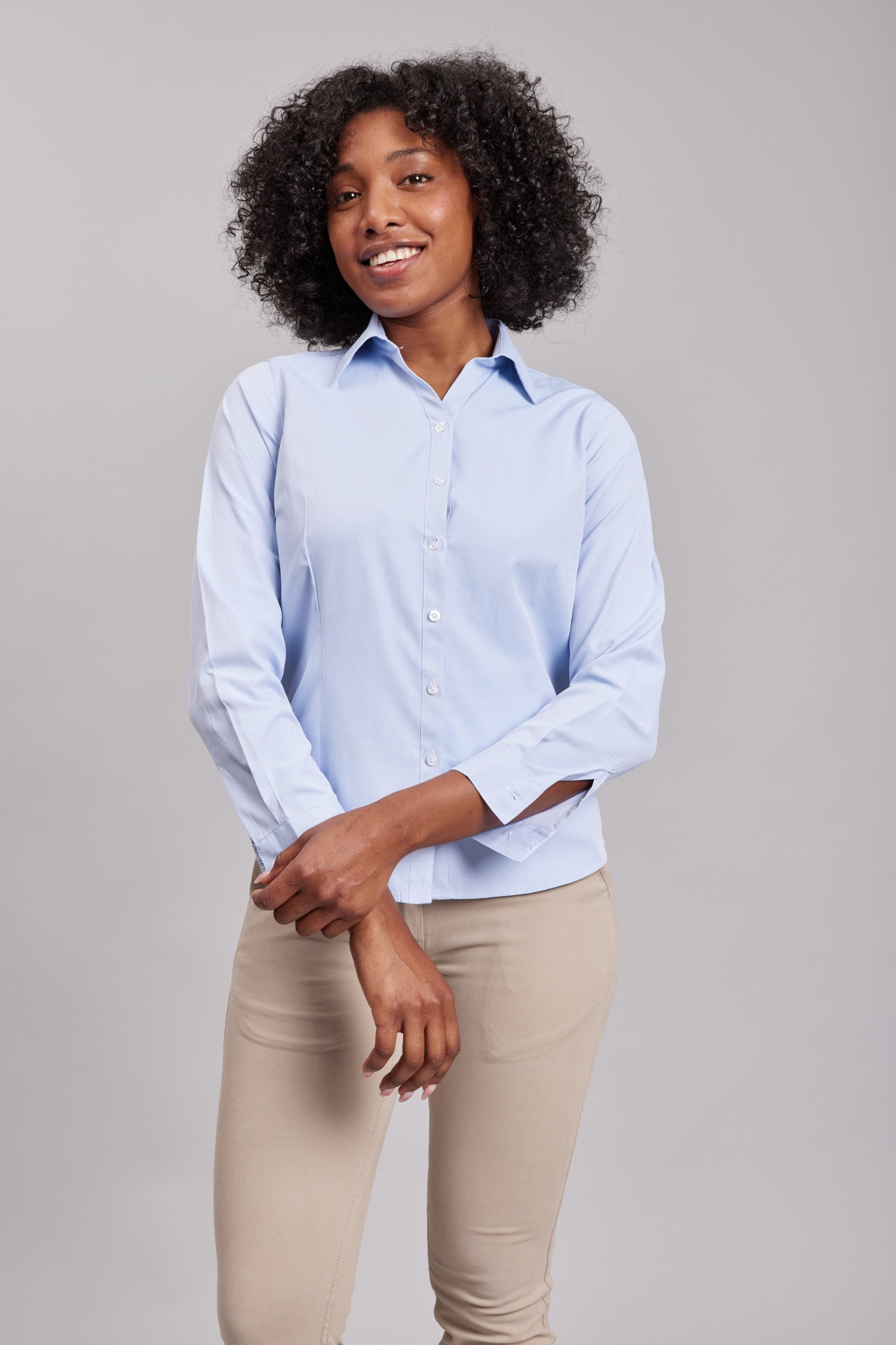 Blusa Oxford Light M/L Celeste Oscuro Mujer