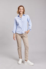 Blusa Oxford Light M/L Celeste Oscuro Mujer