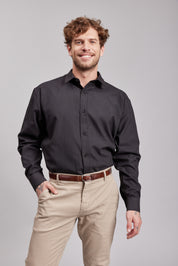 Camisa Oxford M/L Negra Hombre