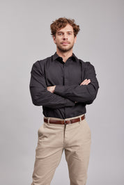 Camisa Oxford M/L Negra Hombre