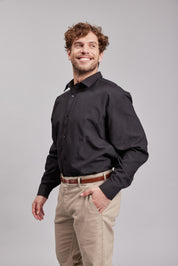 Camisa Oxford M/L Negra Hombre