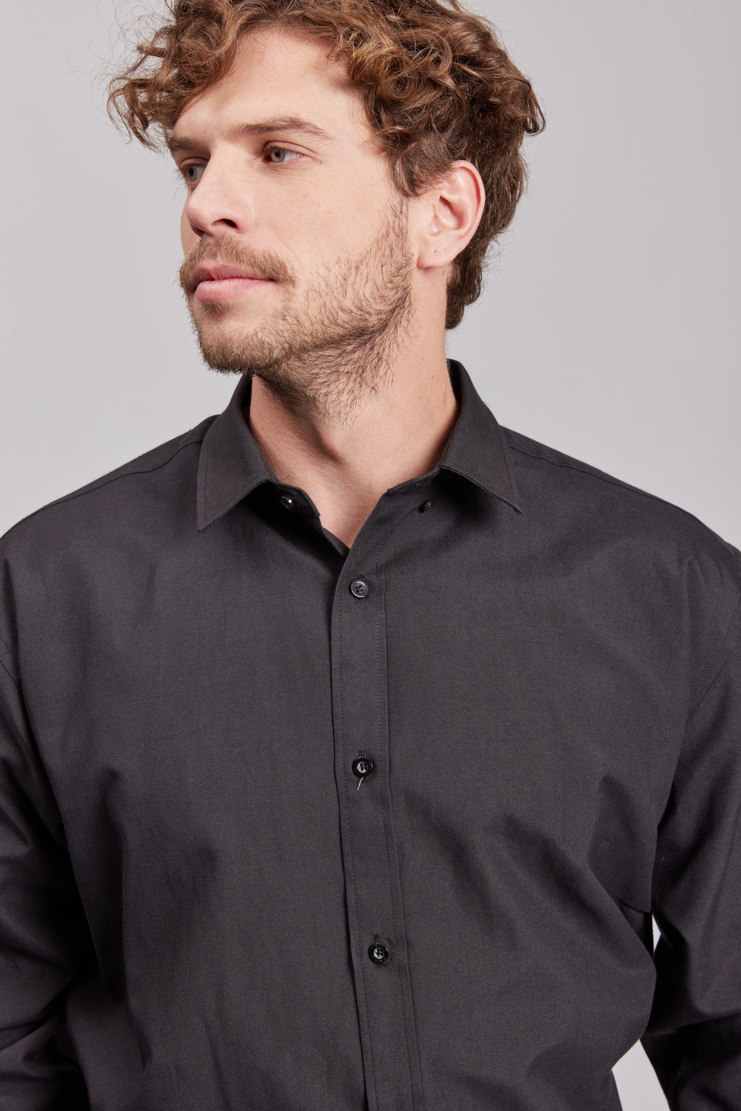 Camisa Oxford M/L Negra Hombre