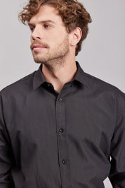 Camisa Oxford M/L Negra Hombre
