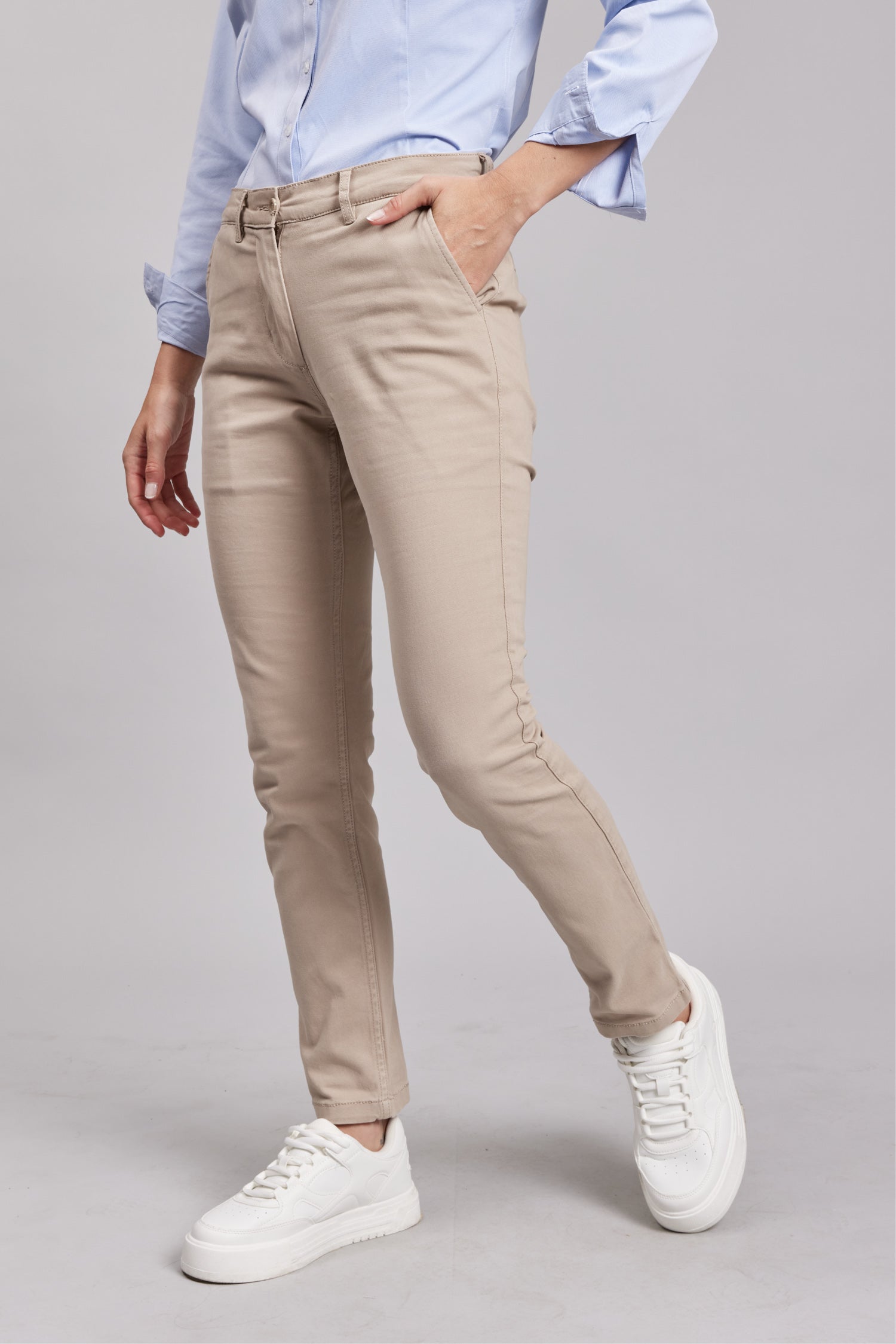Pantalón Casual Slim Beige Mujer