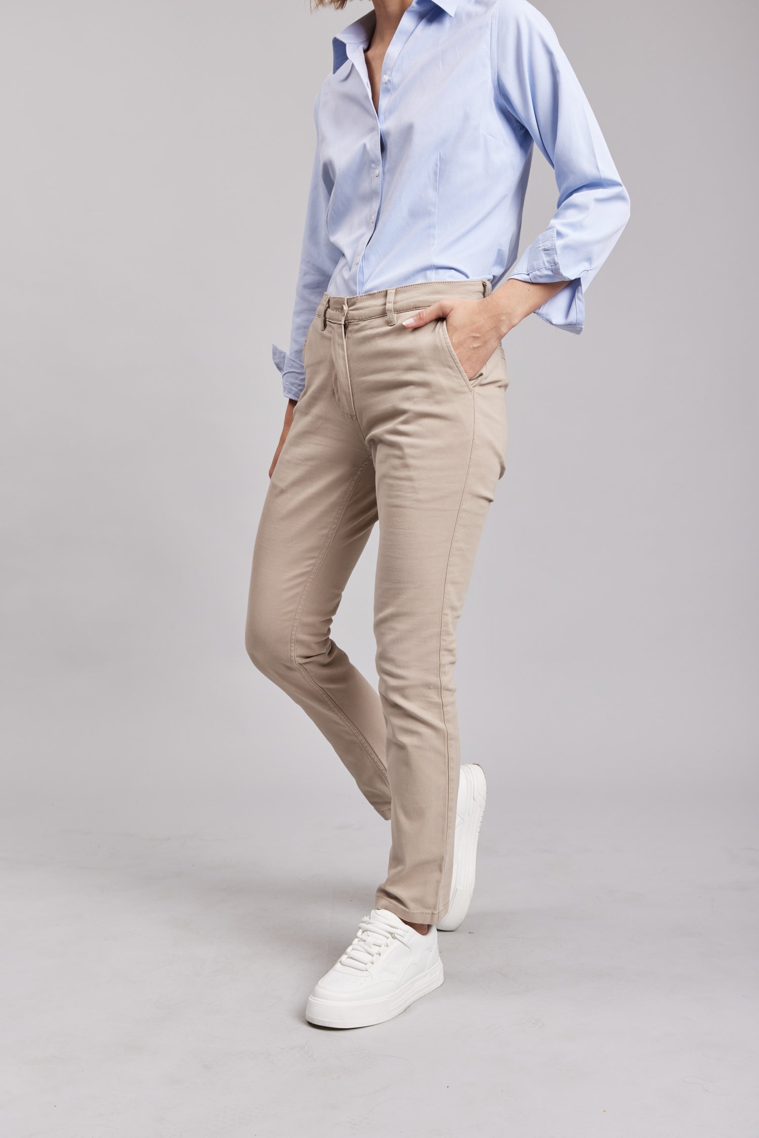 Pantalón Casual Slim Beige Mujer