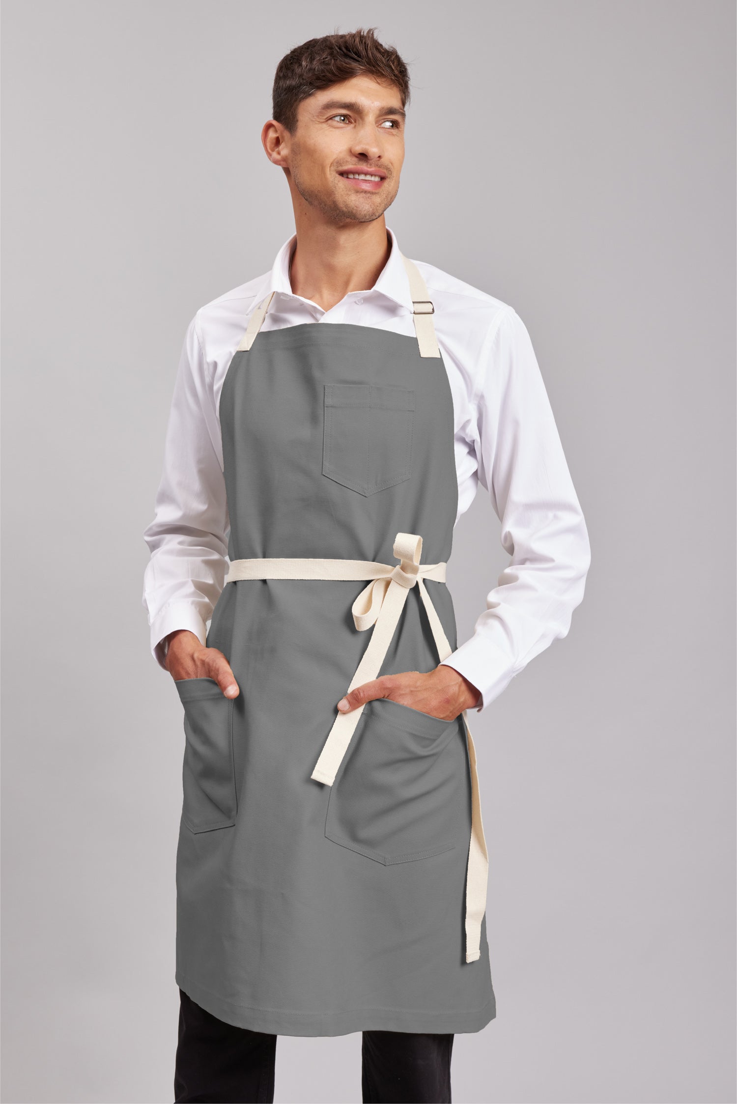 Delantal Pechera Bicolor Prime Chef Melbourne Gris