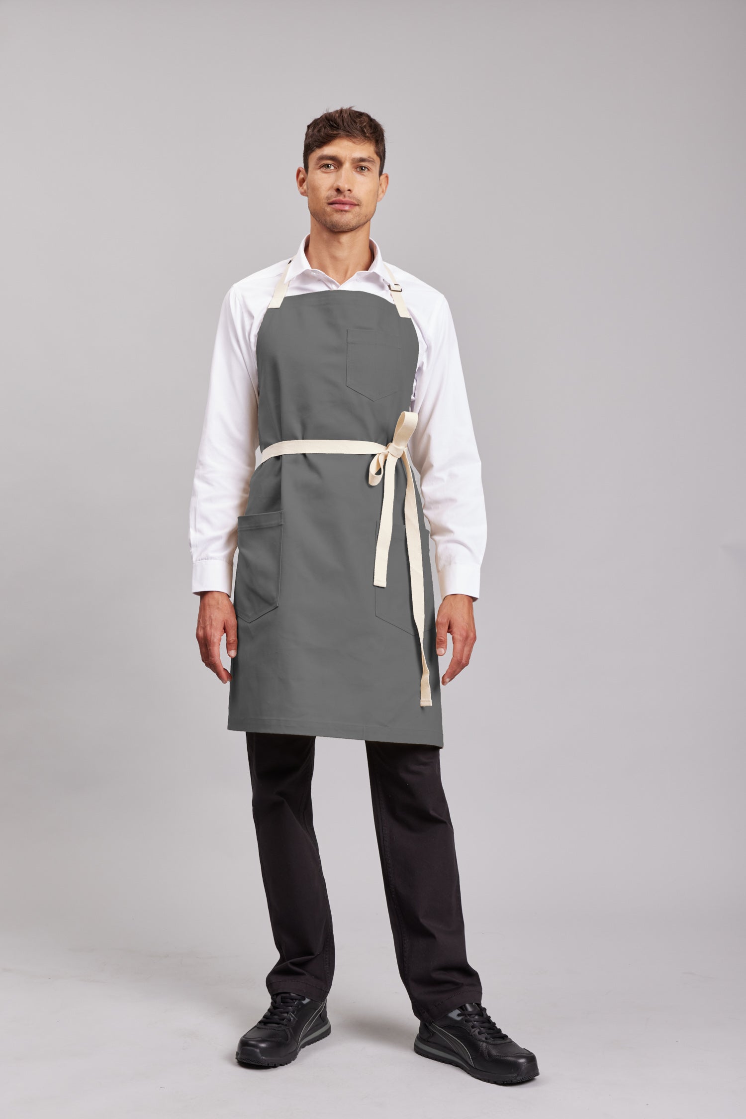 Delantal Pechera Bicolor Prime Chef Melbourne Gris
