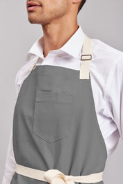 Delantal Pechera Bicolor Prime Chef Melbourne Gris