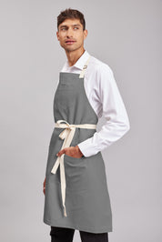 Delantal Pechera Bicolor Prime Chef Melbourne Gris