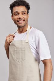 Delantal Pechera Bicolor Prime Chef Melbourne Sand Beige