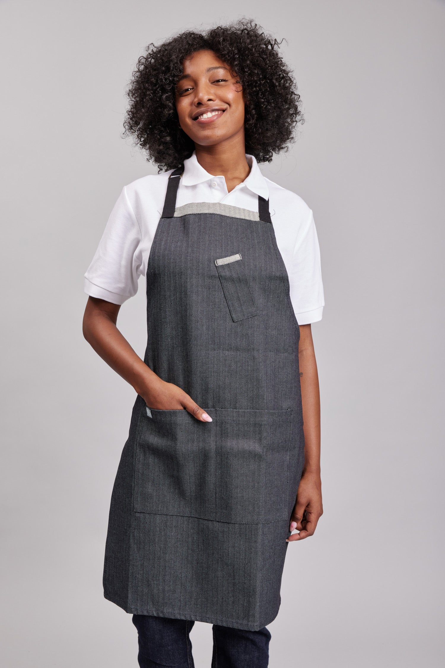 Delantal Pechera Bicolor Prime Chef Hobart Zig Zag Denim