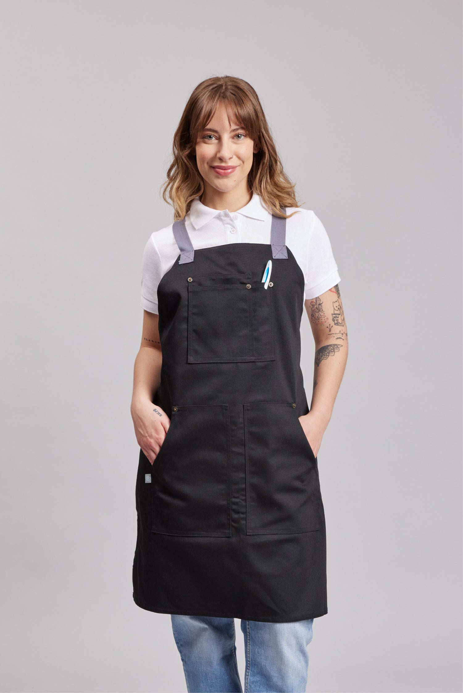 Delantal Pechera Bicolor Prime Chef Cairns Negro y Gris