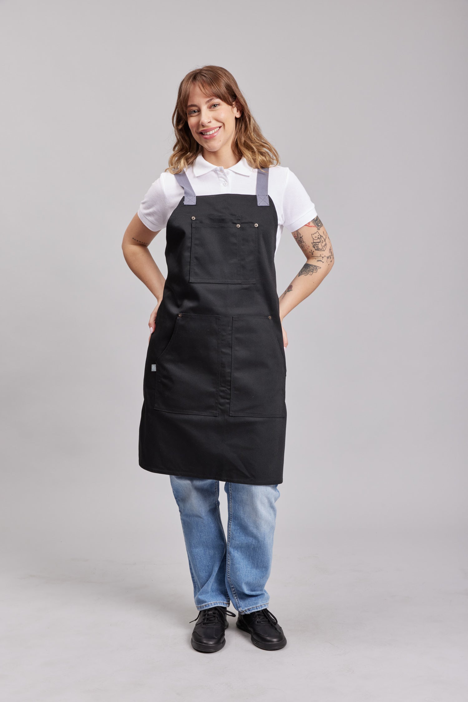 Delantal Pechera Bicolor Prime Chef Cairns Negro y Gris