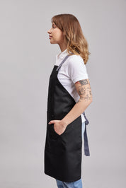 Delantal Pechera Bicolor Prime Chef Cairns Negro y Gris
