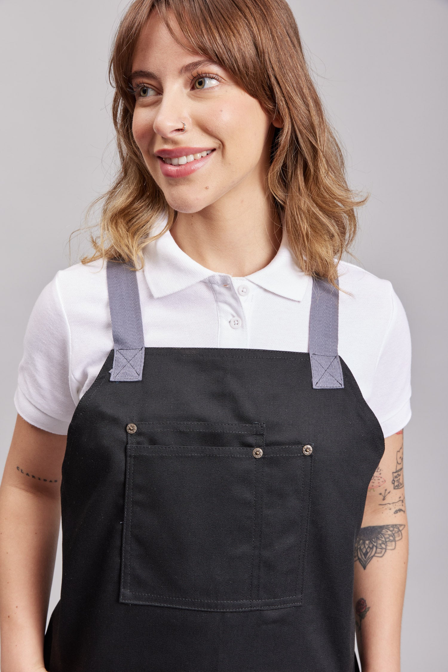 Delantal Pechera Bicolor Prime Chef Cairns Negro y Gris