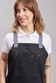 Delantal Pechera Bicolor Prime Chef Cairns Negro y Gris