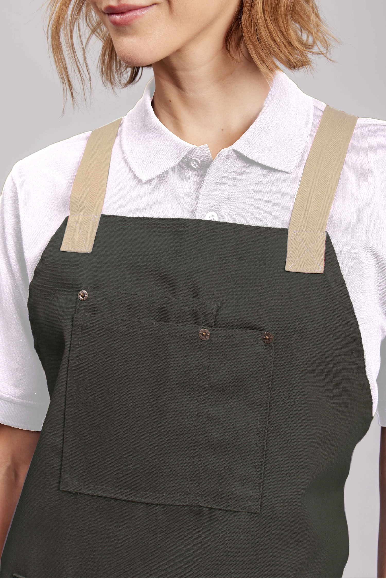 Delantal Pechera Bicolor Prime Chef Cairns Verde y Beige