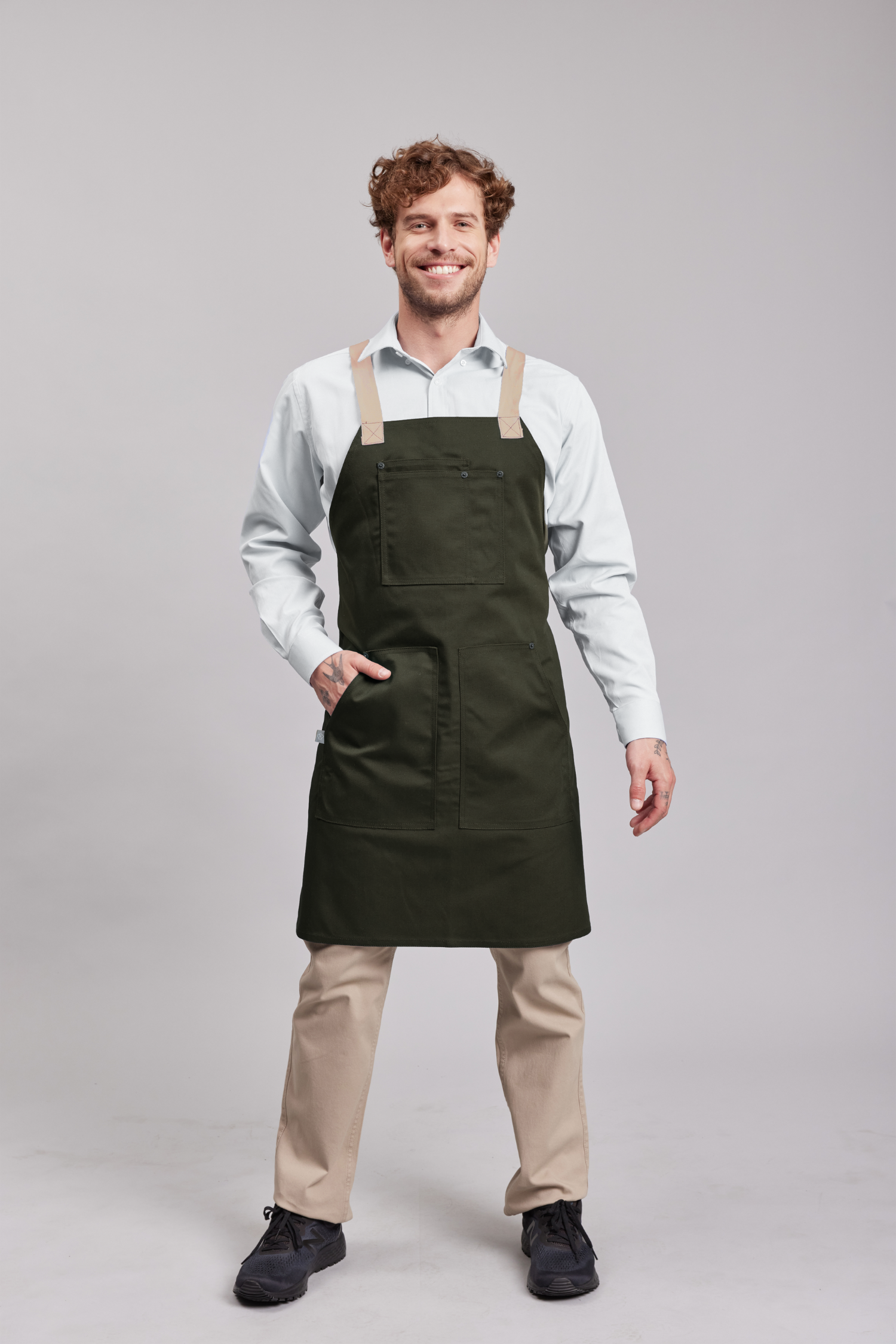 Delantal Pechera Bicolor Prime Chef Cairns Verde y Beige