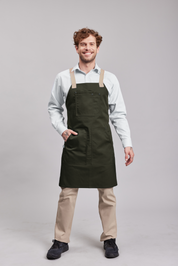 Delantal Pechera Bicolor Prime Chef Cairns Verde y Beige