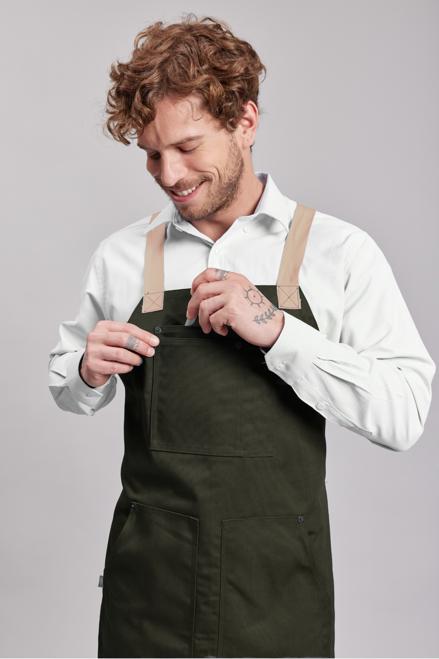 Delantal Pechera Bicolor Prime Chef Cairns Verde y Beige