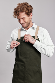 Delantal Pechera Bicolor Prime Chef Cairns Verde y Beige