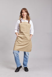 Delantal Pechera Bicolor Prime Chef Cairns Beige y Café