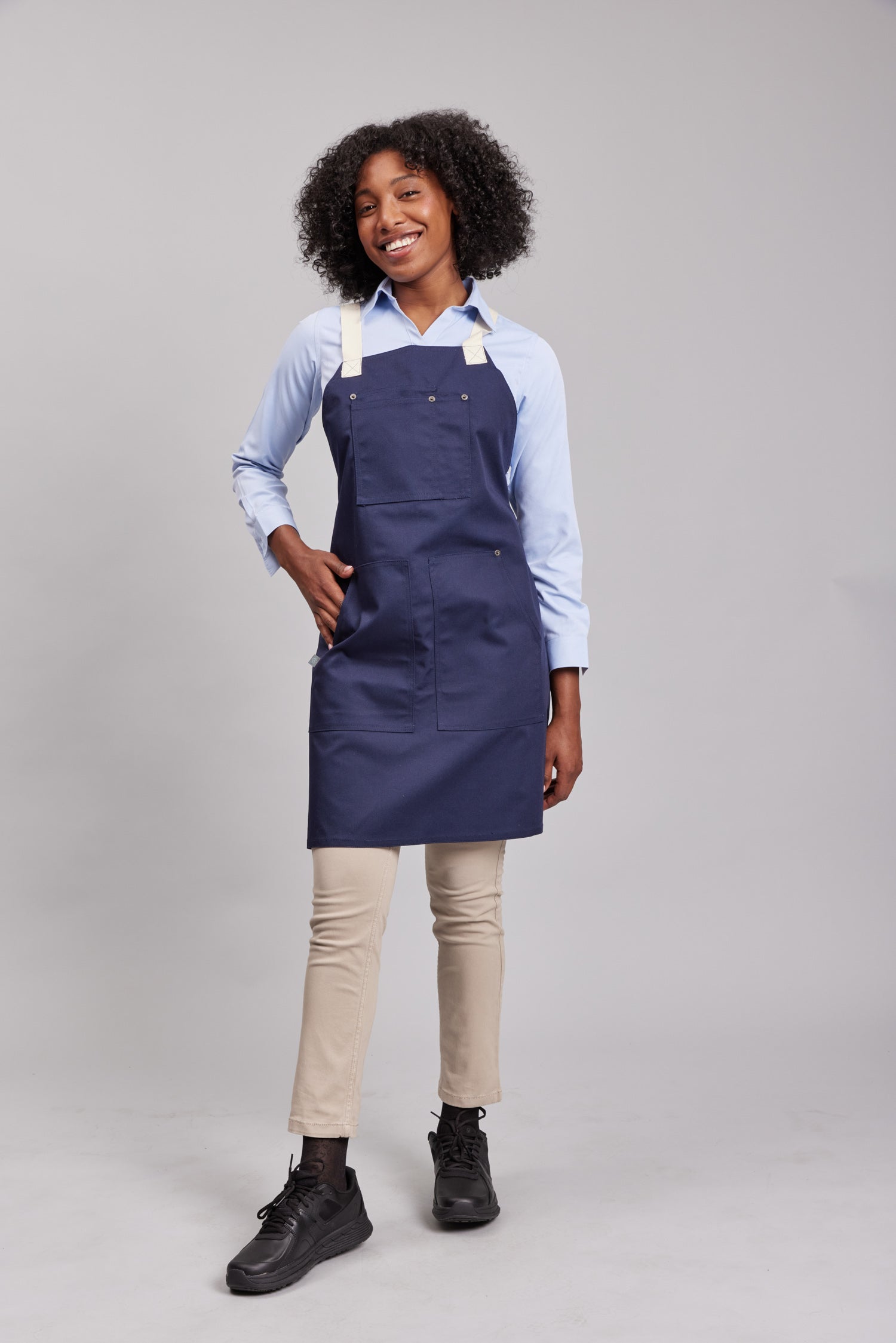 Delantal Pechera Bicolor Prime Chef Cairns Azul y Marfil