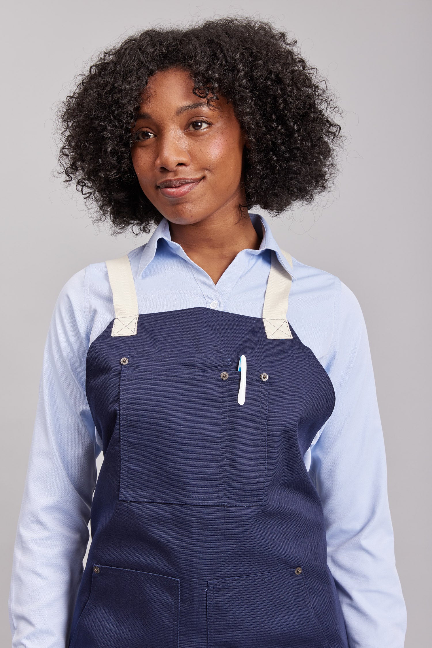 Delantal Pechera Bicolor Prime Chef Cairns Azul y Marfil