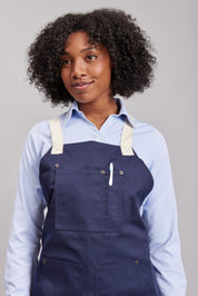 Delantal Pechera Bicolor Prime Chef Cairns Azul y Marfil