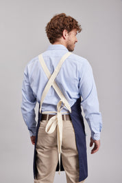 Delantal Pechera Bicolor Prime Chef Cairns Azul y Marfil