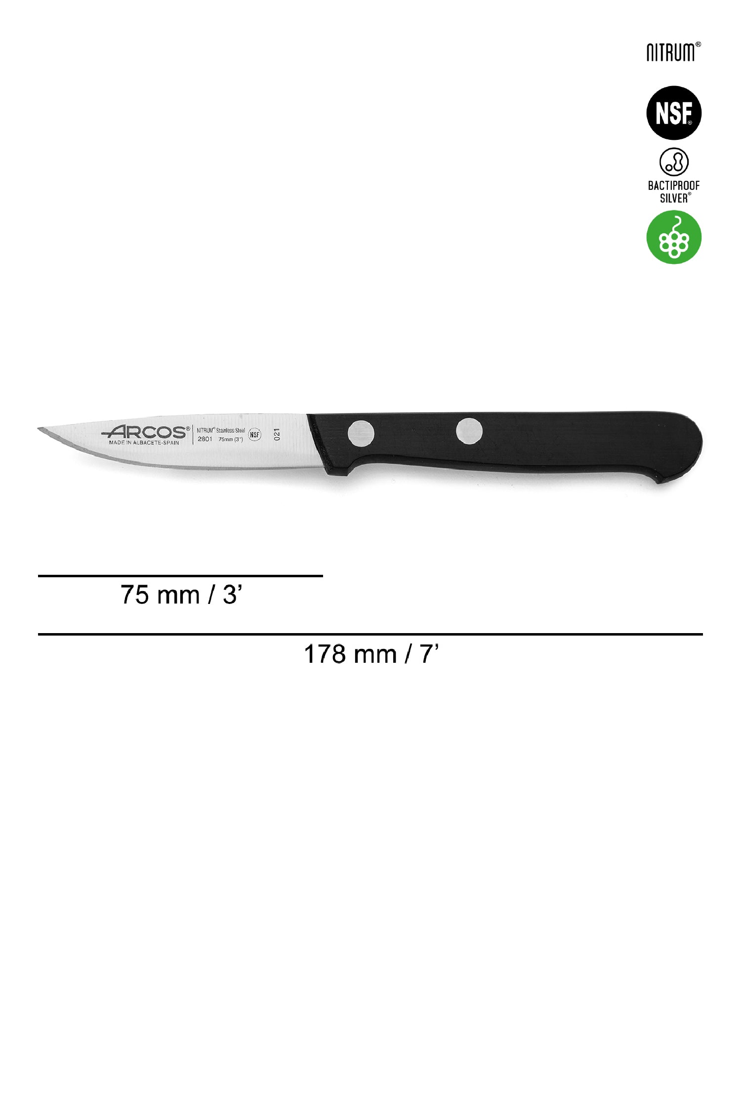 Cuchillo puntilla premium Arcos 7.5cm Línea Universal