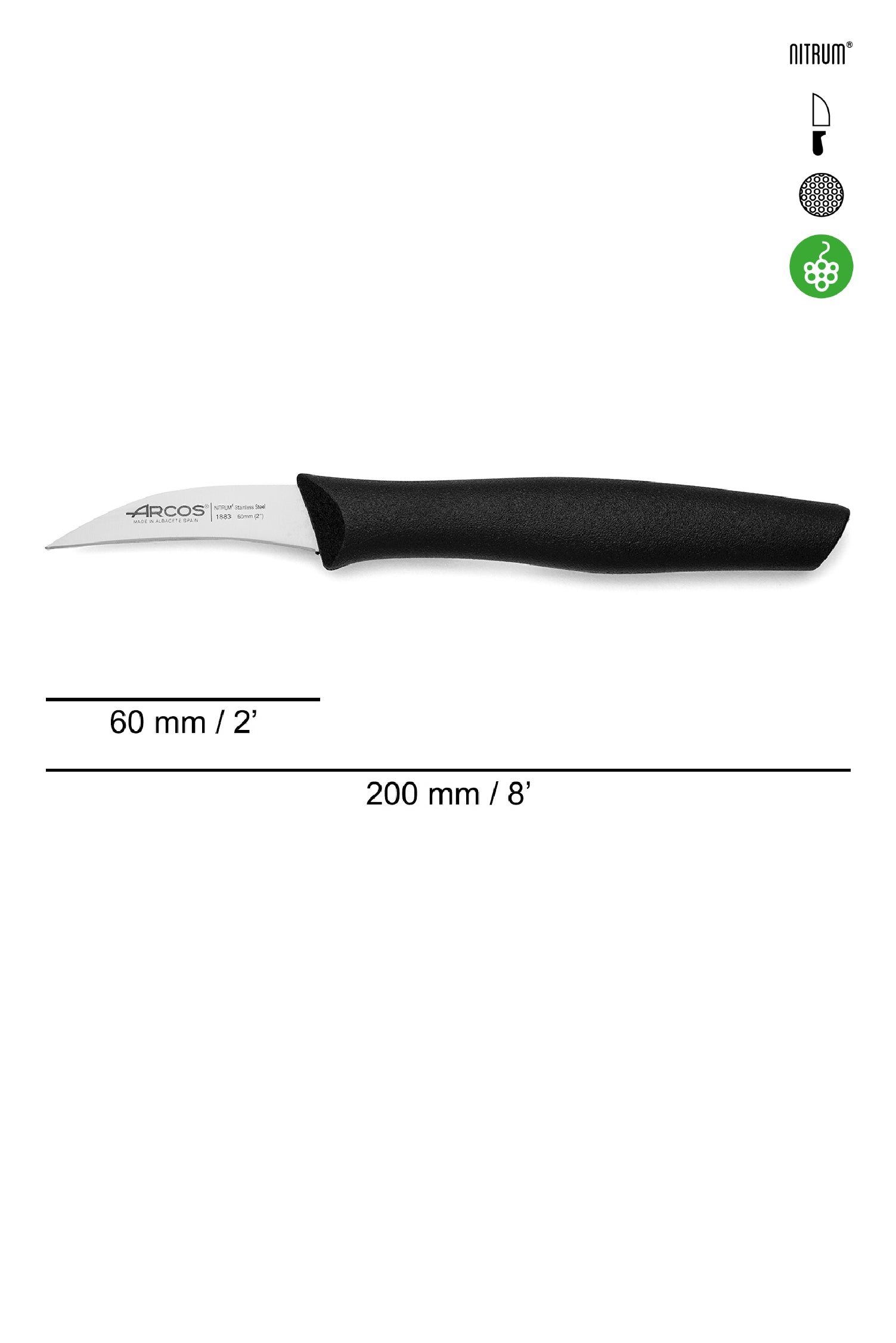 Cuchillo curvo o torneador Arcos 6cm Línea Nova