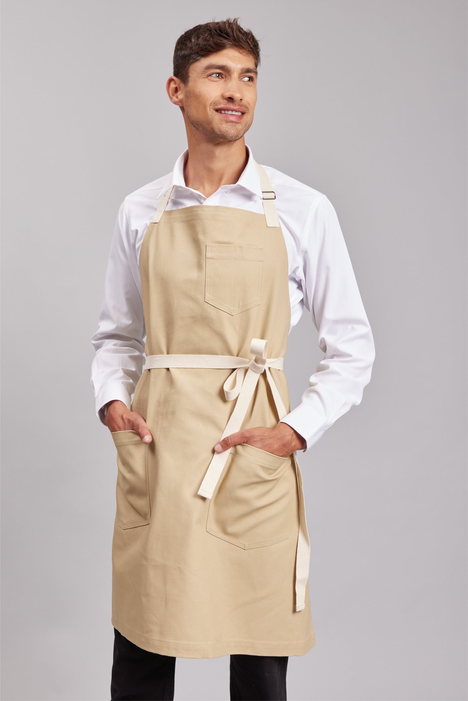 Delantal Pechera Bicolor Prime Chef Melbourne Light Beige