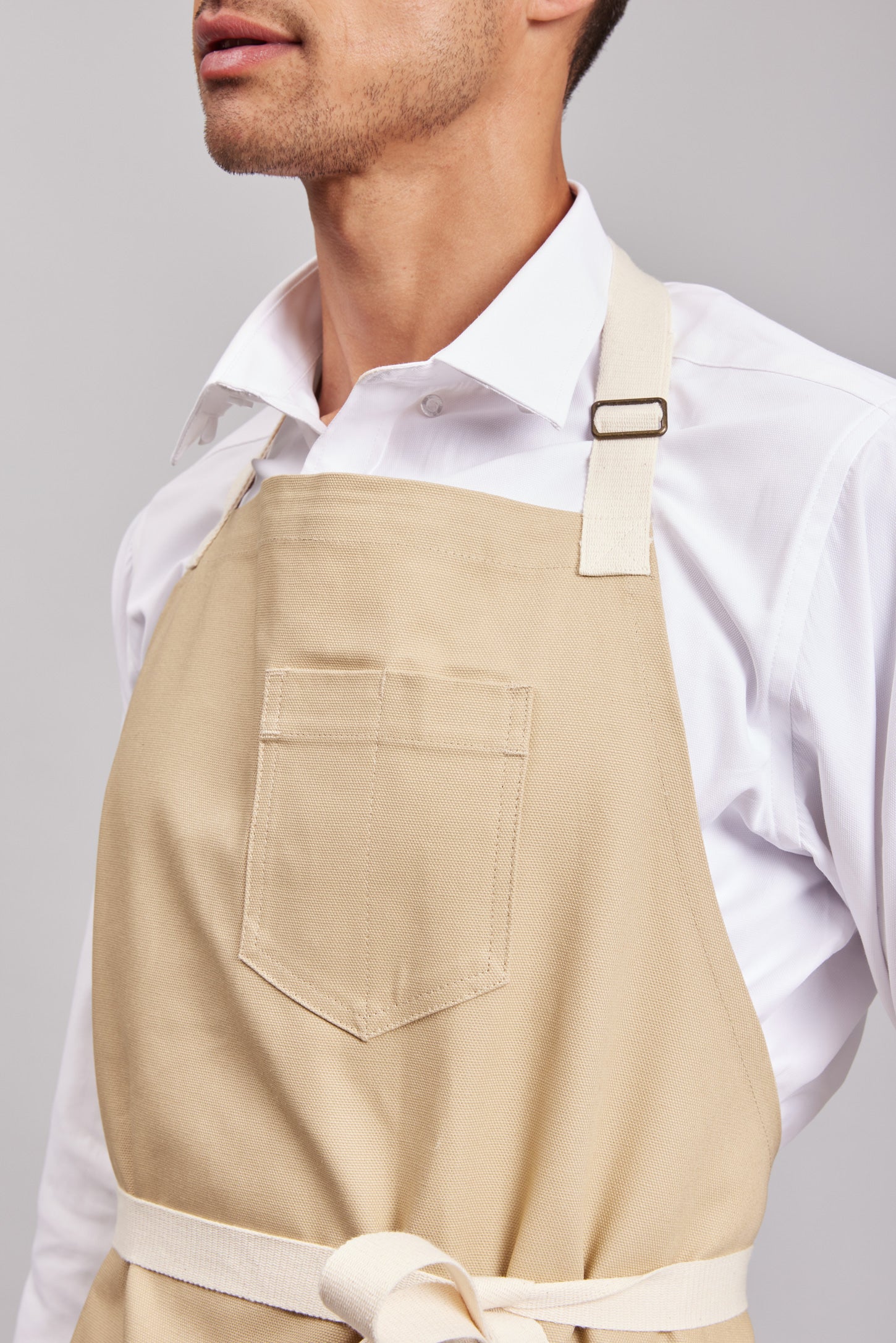 Delantal Pechera Bicolor Prime Chef Melbourne Light Beige