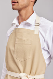 Delantal Pechera Bicolor Prime Chef Melbourne Light Beige