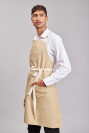 Delantal Pechera Bicolor Prime Chef Melbourne Light Beige